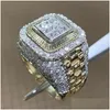 Anneaux de bande Luxueux Hommes Bague En Cristal Anniversaire Banquet Anneaux De Luxe Bande De Mariage Bijoux Livraison Directe Dhgarden Otay5