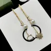 Дизайнерские серьги, модные золотые серьги-кольца для женщин, классические серьги-гвоздики с двойными буквами, ювелирные изделия для вечеринок, свадьбы 23102521Z