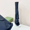 Nouvelles bottes de poche à fond épais épissées à Double jambe, combinaison de bottes à jambe d'éléphant élastiques au-dessus du genou