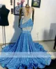 Sparkly Baby Blue Diamonds Long Prom Dress 2024 Glitter Beads Crystal Rhinestones Sequins Shiny Birthday Party Evening Gowns Robe 322