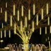 Dekoracja imprezy Dekoracje świąteczne 8-rube LED Meteor Shower deszcz sznurek Light Street Tree Decoration Outdoor Nowy rok 231025