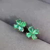 Oorknopjes FS Natuurlijke Aquamarijn/Smaragd S925 Sterling Zilver Lucky Clover Studs Fijne Mode Charme Sieraden Voor Vrouwen MeiBaPJ