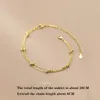 Anklets WantMe 925 Sterling Silver Fashion Double Anklet For Women Summer Beach Charming Minimalist Round Bead Gothic Chain Jewelry 231025