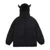 Piumino da donna Parka da uomo unisex Piumino in corno da diavolo casual invernale caldo cappotto trapuntato adulto manica lunga zip con cappuccio capispalla streetwear 231025