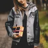 Fashion Mens Designer Woolen Coat Men Women Letter Embroidery Varsity Jacket Baseball Man Single Button Leather Sleeve