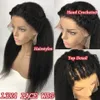 Kinky Front Human Hair 13x4 13x6x1 Przezroczyste koronkowe peruki czołowe wstępnie wyczerpane 250% gęstość prosta peruka 231024