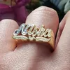 Bröllopsringar Personligt anpassat namn för män Initial Ring Hip Hop 18K Gold Plated Women Christmas Gift 231025