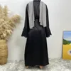 Vêtements ethniques Islamique Turquie Noir Broderie Abayas Femmes Musulman Mode Ramadan Jalabiya Dubaï Kaftan Eid Kimono Cardigan Maxi Robe