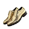 Dress Shoes Gold Silver Men Patent Leather Business Formal Fashion Trend Derby Oxford For Party Brogue Zapatos Hombre