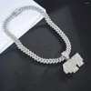 Chaînes ULJ Hommes Femmes Hip Hop 4PF Pendentif Collier Cristal Chaîne Cubaine HipHop Glacé Bling Mode Charme Bijoux