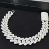 Zuanfa Jewelry 15mm Vvs Moissanite Hip Hop Bracelet 925 Sterling Silver Iced Out Miami Cuban Link Chain Bracelet Moissanite