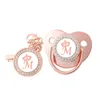 Other Baby Feeding Rose Gold Crown Name Initials Pacifier Bling Luxury Personalized Pacifiers Chain Clips Set born Silicone Nipple Teethers 231025