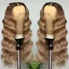 Ombre Blonde 13X4 Прозрачный парик из натуральных волос на кружеве спереди Коричневый корень Бесклеевая объемная волна Пепельный блондин 5X5 Парик с застежкой Предварительно выщипанный