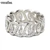 Vecalon Sexy Promise Çiçek Yüzüğü 925 STRING Silver 5A Zircon CZ Nişan Aly Band, Kadınlar İçin Mücevher Hediye 312K