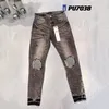 Pantaloni dritti slim da motociclista strappati skinny di design da uomo di jeans viola per uomo Denim EHCI