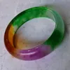 Bangle Send Certificate Burma Jade Bangles Women Grade A Jadeite Myanmar Purple Green Yellow Tricolor Jades Stone Armband