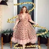 Basic Casual Dresses Elegant Girls Sparkling Sequins Strawberry Princess Dress Lady 2023 Spring 2XL-5XL V-neck Half Sleeve Lace-up HB938 YQ231025