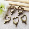 Large Good Quality Antique Bronze Silver tone Heart Shape Lobster Clasp Hooks Connector Pendant Charm Finding DIY Accessory Jewell3437