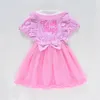 Girl Dresses Summer Girls' Dress Cute Short Sleeve Bowknot Mesh Princess Skirts Japan And Korean Baby Clothes 3-8Y