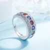 Mehrfarbiger AAA-Grade-Kubikzirkonia-Rhodium-Roségold-plattierter Ring mit mehreren Steinen für Frauen, Mädchen, Party, Club, Modeschmuck