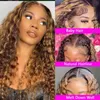 Lace Wigs Highlight Water Wave Human Hair Wig Highlighted Curly Lace Front Wigs For Women Brazilian Lace Closure Wig Pre Plucked Wig 231024