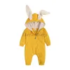 Rompers wiosna jesień urodzony chłopcy króliki kreskówki z kapturem rompers niemowlę Jumpsuits Easter Baber Baby Romper Zipper Ubrania Born 231024