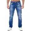 Mens Jeans Men Black Straight Pants Spring Autmun Pockets Denim Casual ers ljusblå högkvalitativ streetwear 231023