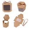 Gift Wrap Hexagon carton creative candy box Hexagon candy gift box window opening kraft paper packaging gift box supports customization 231025