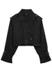 Jaquetas femininas 2023 moda personalidade curta borda áspera design trench jaqueta elegante temperamento cor sólida casaco casual 19f3731