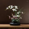 Decorative Figurines Modern Ceramic Vase Orchid Simulation Flower Home Livingroom Furnishing Crafts Cafe Table Fake Decoration