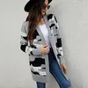 Mulheres malhas moda kintted casacos mulheres camisola cardigan primavera outono crochê solto feminino jumper causal outerwear camuflagem jaquetas