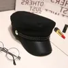 Boinas Casual Mujeres Hombres Sombrero militar Primavera Otoño Sombreros marineros Negro Señoras Boina Gorras Tapa plana Capitán Cap Viaje Cadete Octagonal