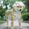 Dog Apparel Transparent Puppy Rainwear With Hat PVC Pet Raincoat Lightweight Hooded Waterproof Jacket Clothes