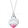 T Diseñador Etiqueta de corazón colgante Collar pulsera aretes Mujeres Marca de lujo Joyería Moda clásica 925 plata esterlina rosa 216e