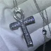 Choucong Ankh Cross Wiselant 925 Srebrny srebrny 5a CZ Kamienne Łańcuch Naszyjnik dla kobiet mężczyzn Party Wedding Jewelry257s