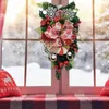 Decorative Flowers 30x53cm Red And White Upside-Down Tree Wreaths For Christmas Outdoor Home Garden Round Wall Decoration