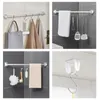 Hooks Punch-Free Curtain Rod Holder Clamp Self Adhesive Clothes Rail Bracket 360 Rotation Triangle Ring Justerbar