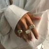 Anéis de cluster combinando 2021 tendência grande pequeno quadrado branco opala anel masculino 18k banhado a ouro mãe presentes jóias de aço inoxidável 2988