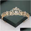 Tiara's Goud Sier Kleur Tiara's En Kronen Voor Bruiloft Bruid Feest Kristal Parels Diademen Strass Hoofd Ornamenten Mode Accesso Dhga Otzp7