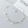 Bracelets de cheville Trustdavis 925 en argent Sterling mode douce Double couche ronde plaquette chaîne bracelets de cheville pour les femmes saint valentin cadeau bijoux DA671 231025