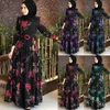 Muzułmańska Abaya Print Maxi Dress Turkish Hidżab Cardigan Kimono Long Suknie Jubah Bliski Wschód Eid Ramadan Islamic317o