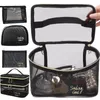 Sacs à cosmétiques Cas Double couche Mesh Transparent Petit Grand Noir Maquillage Portable Voyage Organisateur De Toilette Rouge À Lèvres Stockage 231025