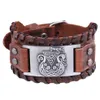 Charm armband trendiga nordiska odin triangel piratfartyg armband viking herr mode läder vävt tillbehör party smycken296w