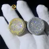 Zuanfa Men hiphop smycken 925 isade ut ringar sterling silver runda moissanit förlovningsring med GRA -certifikat