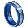 6 mm Blue Tungsten Wedding Połączka naśladowana meteorytowa inkrustacja ring261v