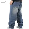 Mens Jeans Homem Solto Hiphop Skate Jean Baggy Denim Calças Rua Homens 4 Estações Calças Tamanho Grande 3046 231025