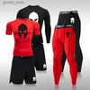 Herrspårar för män Sportswear Rashguard Jujitsu Jersey Tight Pants som kör T-shirt Boxning Set Gym Training Muay Thai Shorts MMA Fighting Suit Q231025