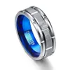 Cluster Rings Tungsten Men Ring 8Mm Brick Pattern Brushed Bands For Him Simple Wedding Jewelry Size 8-122156
