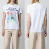 Zadig Voltaire Neues Zadigs Pullover-T-Shirt Kokosnussbaum-Landschaft Digitaldruck Hot Diamond Kurzarm-T-Shirt Strand-T-Shirts