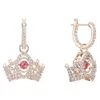 Boucles d'oreilles Swarovski de haute qualité pour femmes, couronne brillante reine, multi-usages, boucles d'oreilles et boucles d'oreilles pour femmes